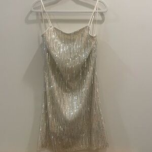 Elegant Silver Sequin Dress